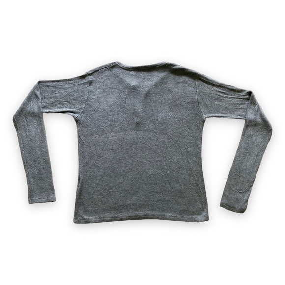 Brandy Melville Gray Ribbed Long Sleeve Henley - Picture 2 of 6